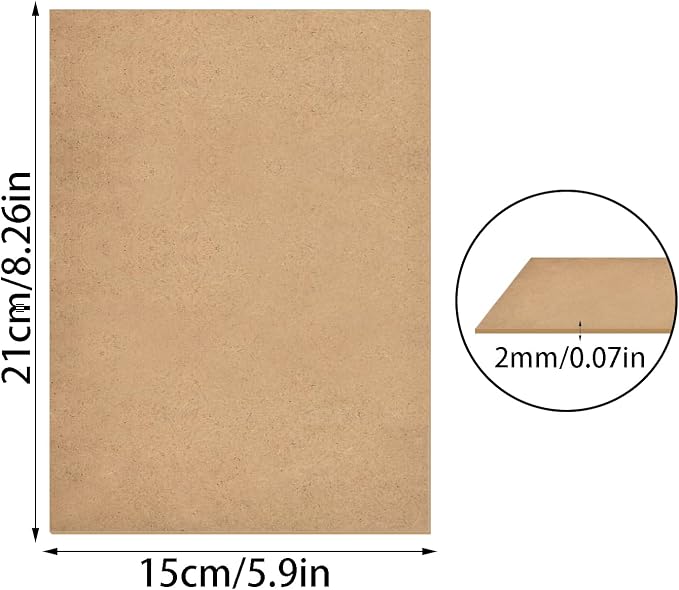 TSKDKIT A5 MDF Wooden Planks for Crafts 2mm Medium Density Fiberboard Wood Board Replacements, MDF Board for Laser Engraving, Painting and Decoration, Cheaper than Canvas Paper Board (21 x 15cm
