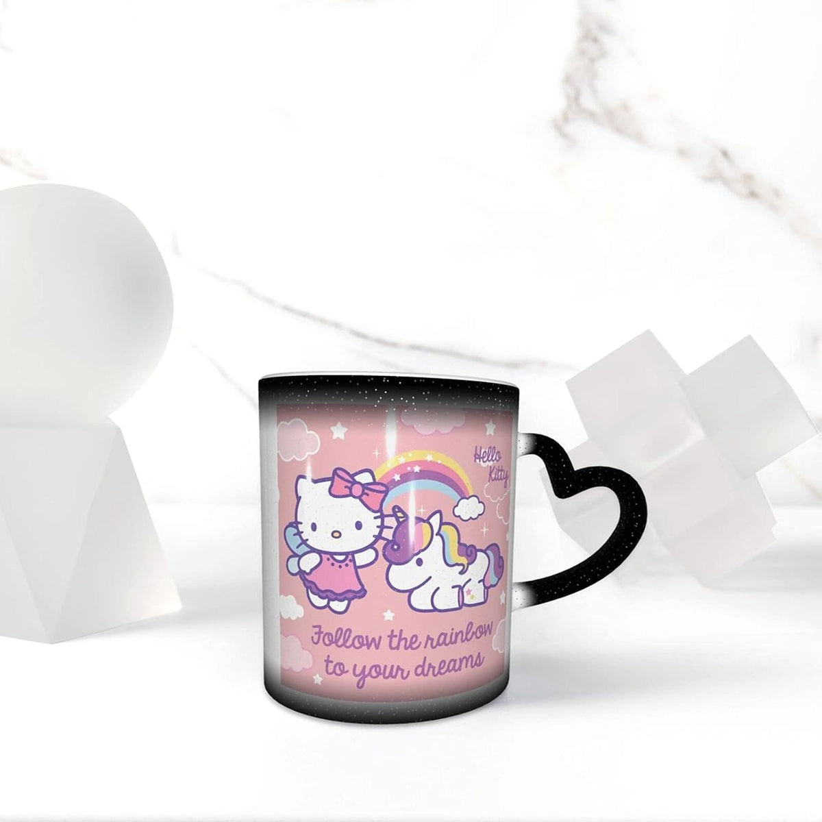 Tinwyde Anime Kitty Cat Mug Coffee Travel Mugs Novelty Heat Color Changing Mug Magic Galaxy Starry Ceramic Tea Cups Gift