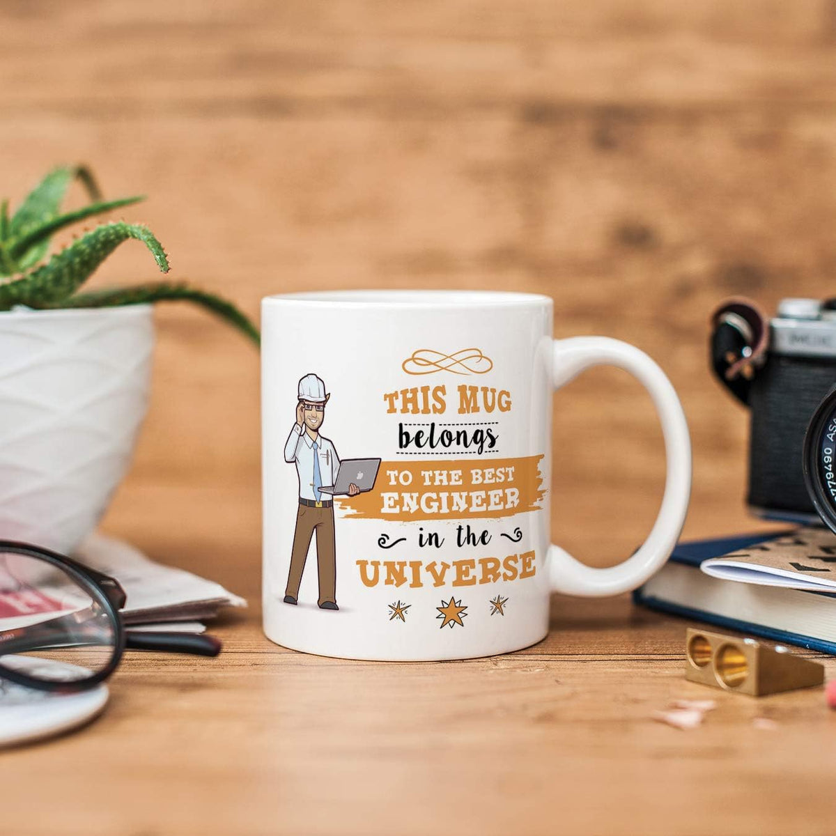 MUGFFINS Engineer Original Mug Cup This Mug Belongs to The Best Engineer in The Universe - 11 oz Ceramic