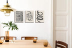 Gray and Black Line Creative Minimalist Abstract Wall Art Decor Modern 3 Pieces Stretched and Framed Pictures HD Artwork Canvas Print Wall Art for Bedroom Bathroom Home Office Wall Decor 12"x16"x3