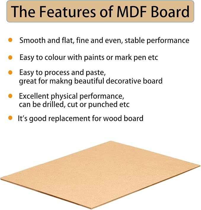 TSKDKIT A5 MDF Wooden Planks for Crafts 2mm Medium Density Fiberboard Wood Board Replacements, MDF Board for Laser Engraving, Painting and Decoration, Cheaper than Canvas Paper Board (21 x 15cm
