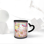 Tinwyde Anime Kitty Cat Mug Coffee Travel Mugs Novelty Heat Color Changing Mug Magic Galaxy Starry Ceramic Tea Cups Gift