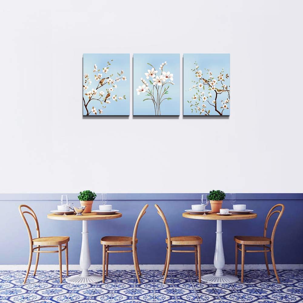 The simple life Canvas Wall Art for Living Room Bedroom Decoration Wall Painting,Watercolor trees and birds Bathroom Wall Decor Home Decoration Kitchen flowers Posters Artwork?16x12 inch/ 3 Piece Set