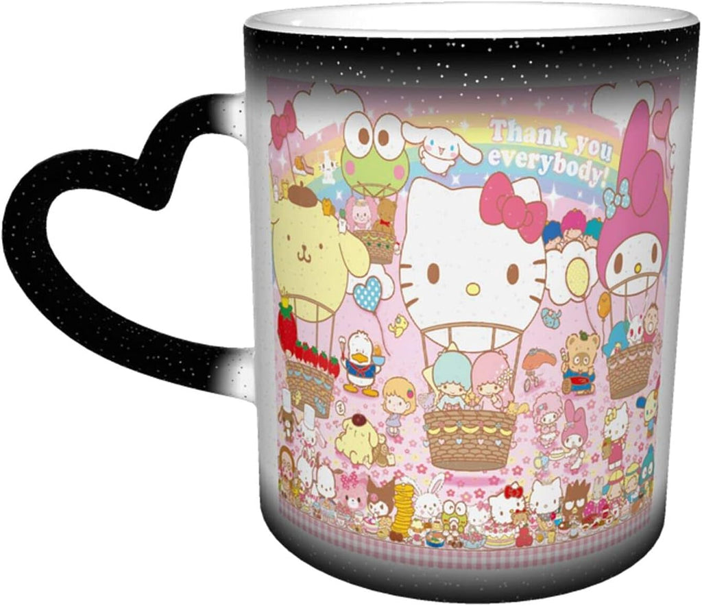 Tinwyde Anime Kitty Cat Mug Coffee Travel Mugs Novelty Heat Color Changing Mug Magic Galaxy Starry Ceramic Tea Cups Gift
