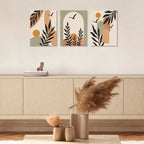 EUROPICART Living Room Wall Art Boho Style Abstract Painting Decoration, Bohemian Warm Canvas Prints Artwork for Modern Home Walls Décor, Set of 3 (12x16)
