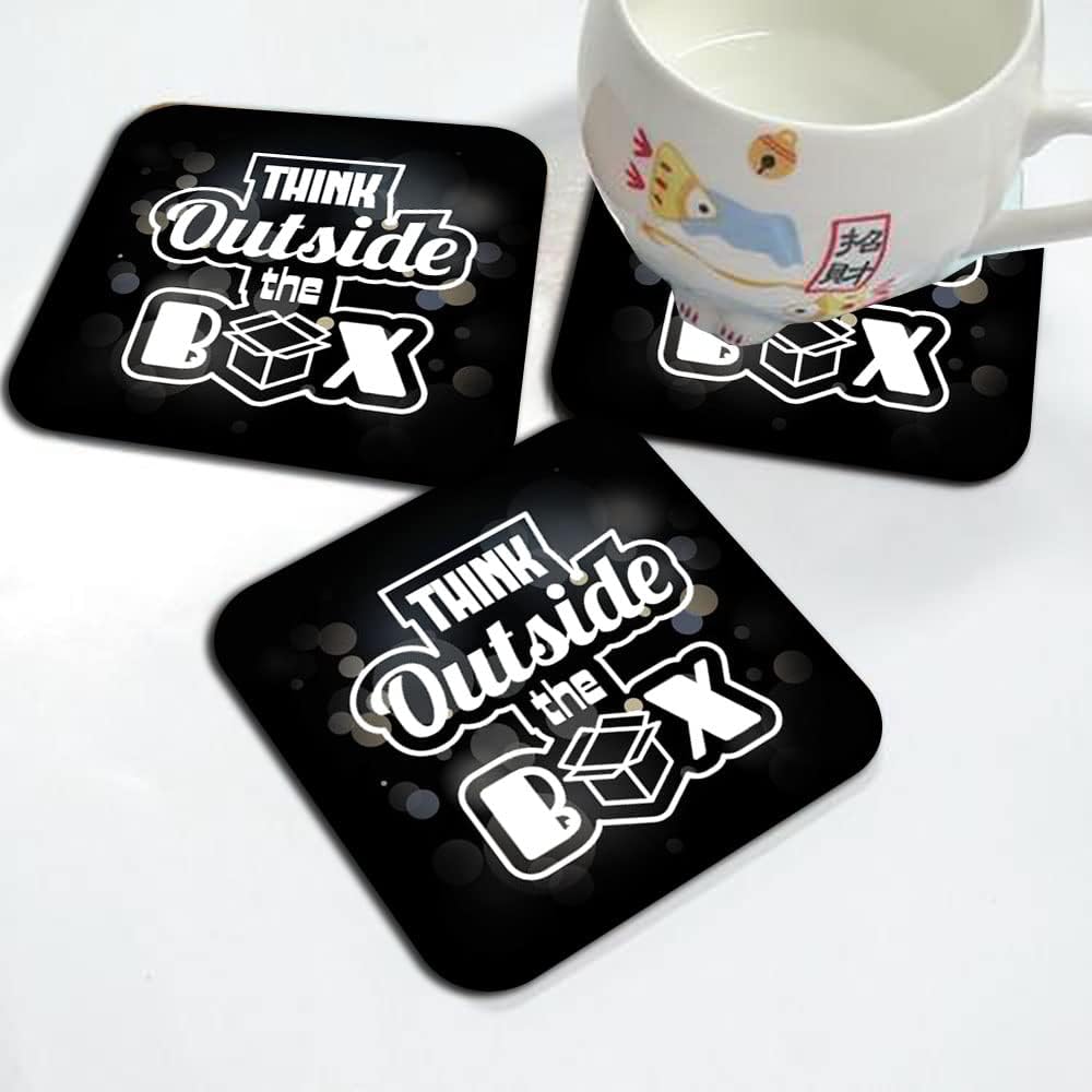 Happu – Set of 4 MDF Wooden Printed Coasters, Design Enjoy Summer Holiday, Coaster for Home, Office, Side & Dining Table, Square Coasters for Tea/Coffee, 3.5 x 3.5 Inch, Home Decor Product, HP-0752