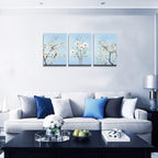The simple life Canvas Wall Art for Living Room Bedroom Decoration Wall Painting,Watercolor trees and birds Bathroom Wall Decor Home Decoration Kitchen flowers Posters Artwork?16x12 inch/ 3 Piece Set