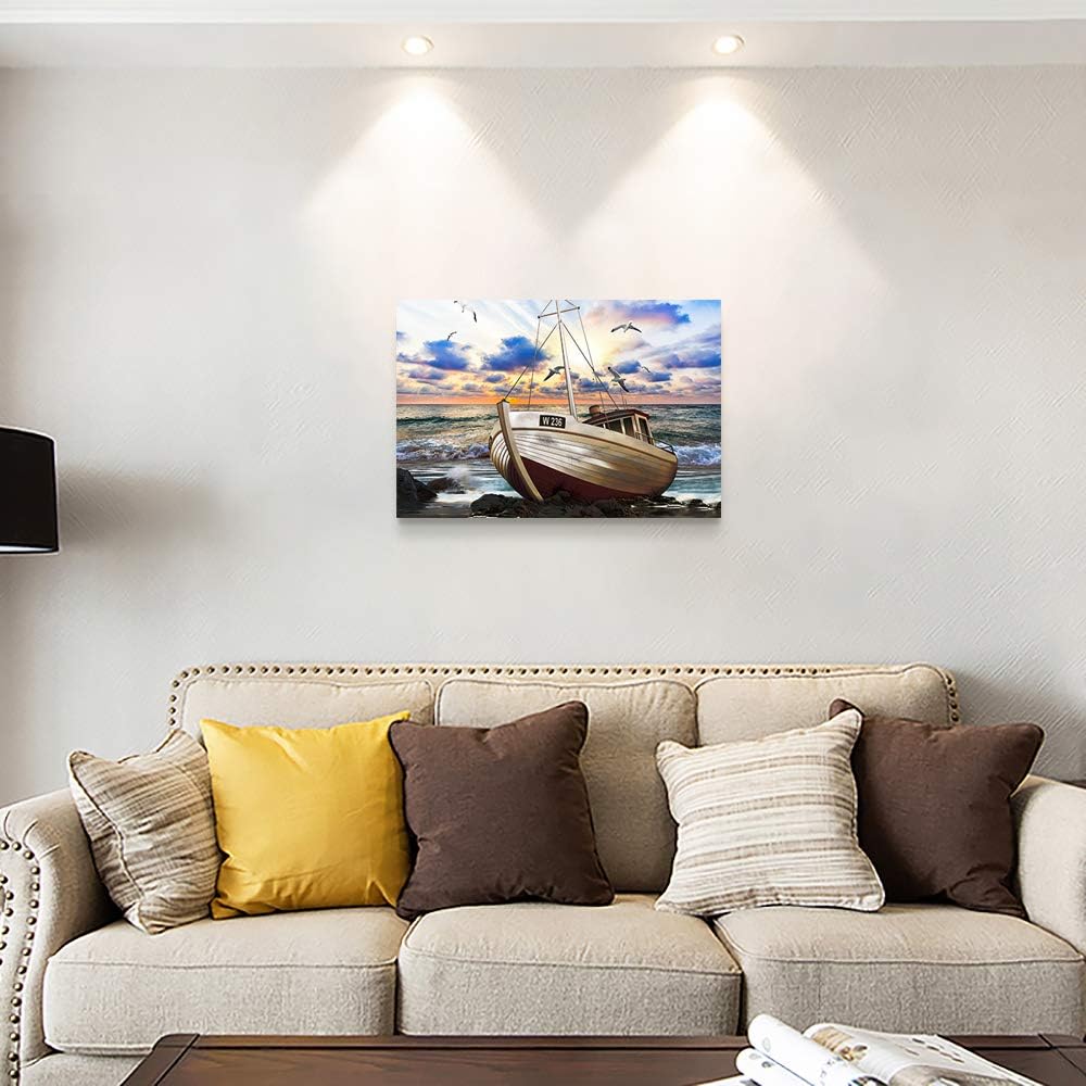 inspiration Canvas Wall Art for Living Room family Bedroom room Wall decor modern office Wall painting bathroom Decoration Blue sea ship scenery canvas pictures Artwork for home walls decorations