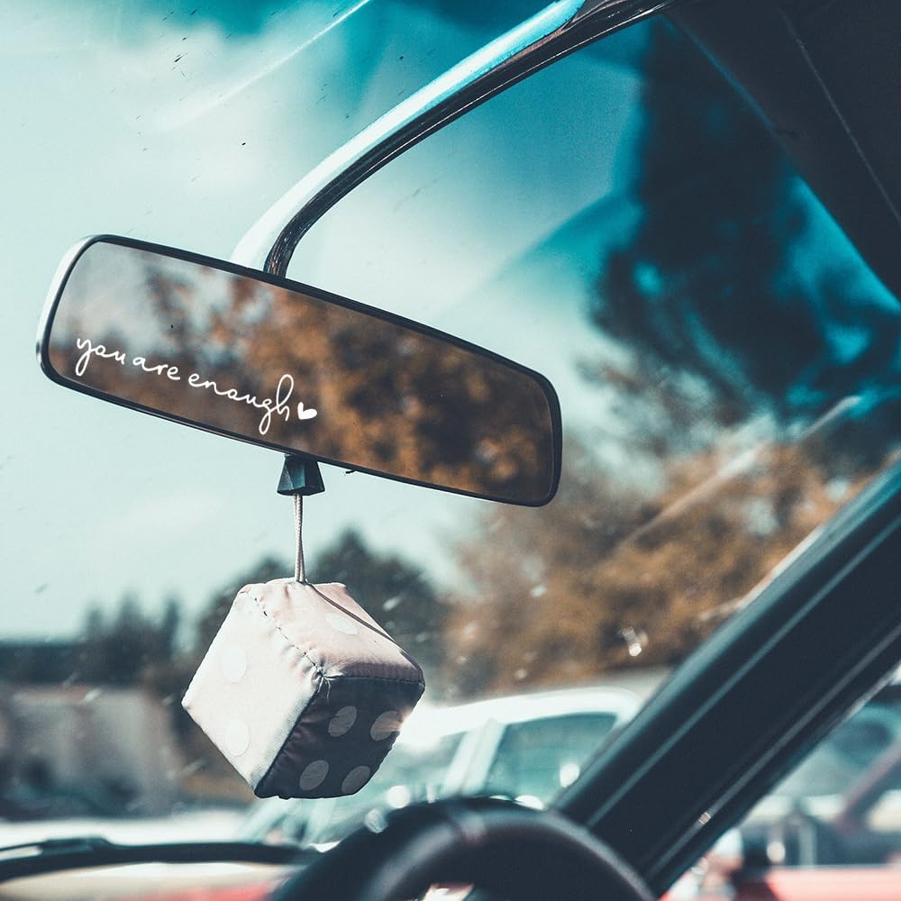 MiaRita 3X You are Enough Rearview Mirror Decal, Vanity Mirror Stickers, Rear View Mirror Sticker, Car Mirror Decal, Car Decal for Women, Window Vinyl Decal, Positive Affirmation Decals