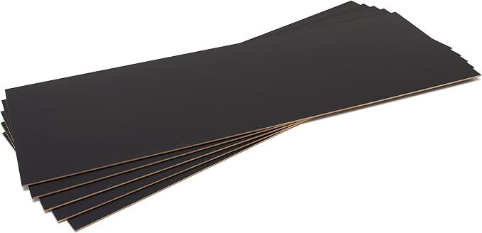 Diseños y Fabricados en Madera 5 x Black MDF Boards for Decoration, Crafts, Marquetry, 75 x 23 cm, Thickness 0.3 cm, Pack of 5