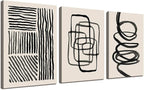 Gray and Black Line Creative Minimalist Abstract Wall Art Decor Modern 3 Pieces Stretched and Framed Pictures HD Artwork Canvas Print Wall Art for Bedroom Bathroom Home Office Wall Decor 12"x16"x3