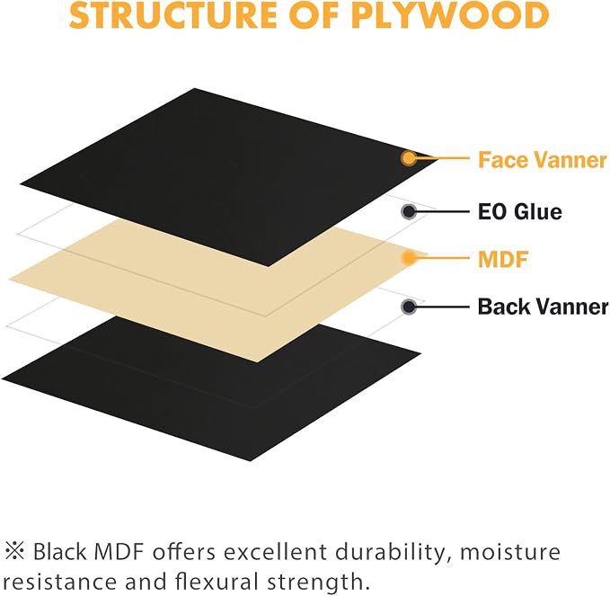 sculpfunDIY عبوة من 6 صفائح خشب ليفي متوسط الكثافة (MDF) سوداء، 30 سم × 30 سم، خشب غير معالج، لوح MDF 3 مم للنقش بالليزر والقطع باستخدام الحاسوب (CNC)