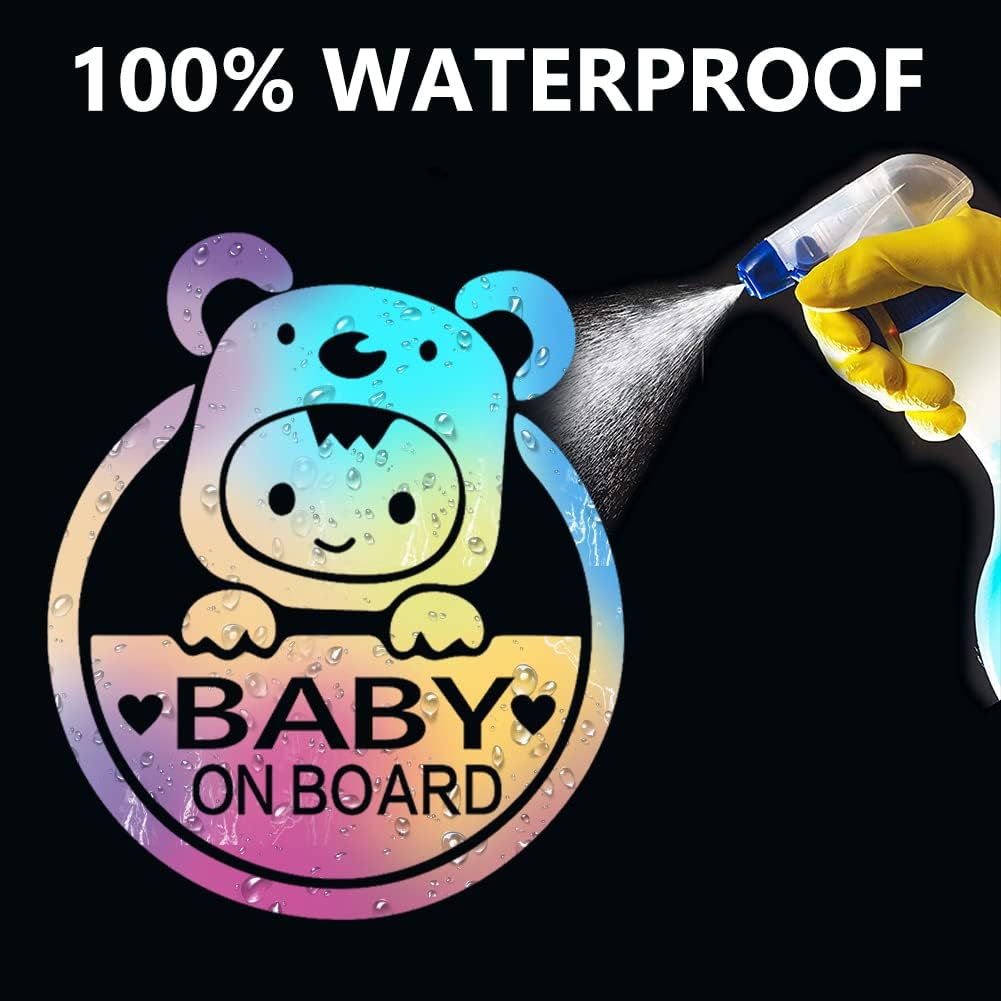 Toulifly Baby on Board Sticker, Baby in Car Sticker Sign and Sticker, 2 Pieces Baby Car Sticker, Removable Safety Sticker, Notice Board, Cute Baby Window Car Sticker, on Board Sticker