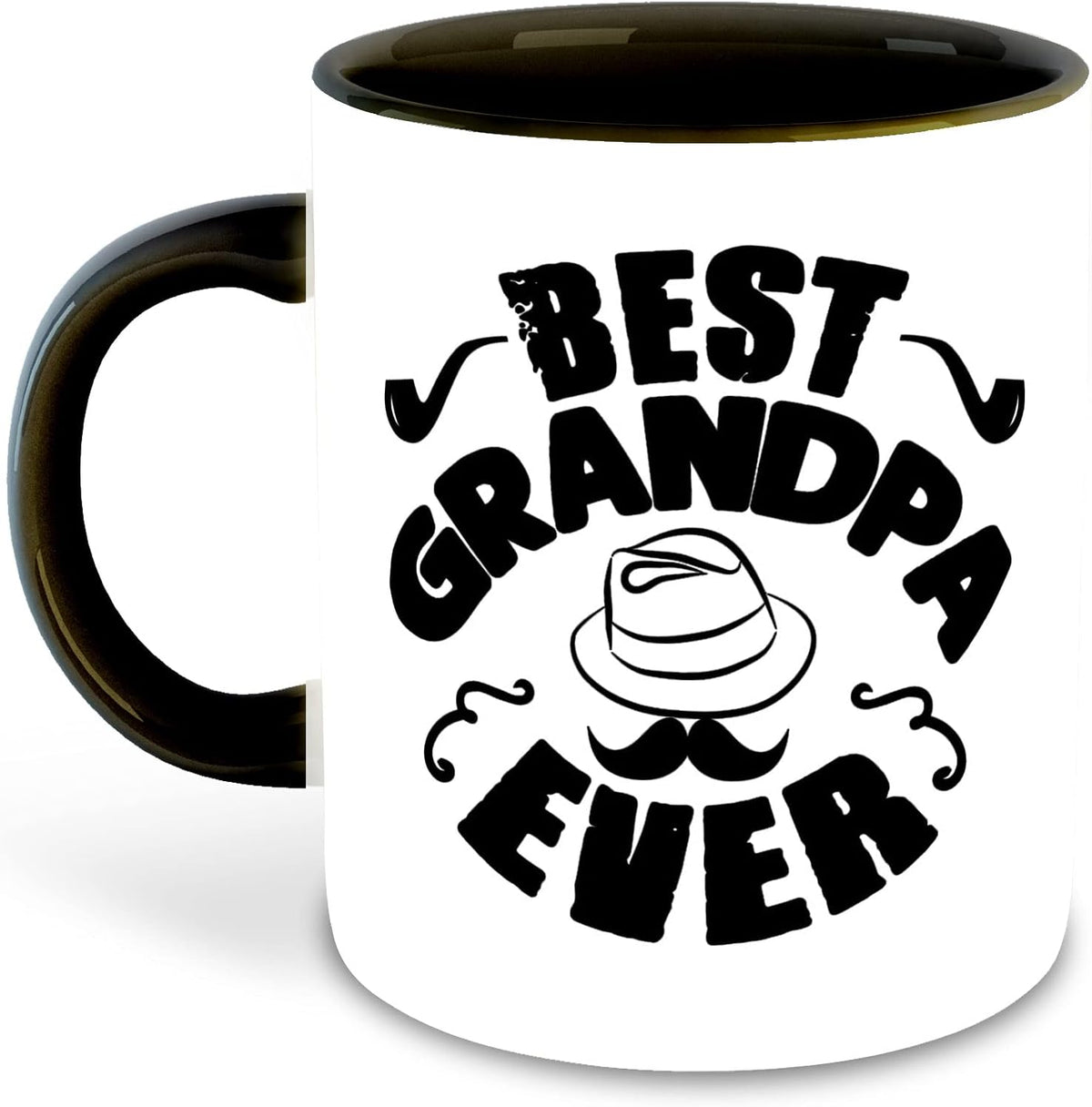 DecorVecor Grandfather Inspired Printed Designer Black Inner Color Ceramic Coffee Mug with Coaster (Grandpa, Grandparent, Gift for Grandfather, Birthday Gift, Best Gift) Multi- 8