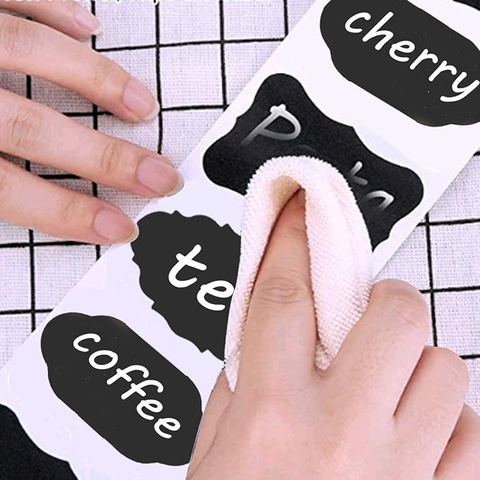 Premify 300 Chalkboard Labels with White Gold & Silver Erasable Chalk Markers, Pantry & Storage Stickers for Jars, Kitchen Labels, Mason, Spice, Glass, Cups, Containers, Laundry Room, Office Organizer