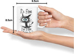 Vixar Its Fine I'm Fine Everything is fine Cat Joke Coloured Mug Cup Gift Birthday Work Office Christmas Tea Coffee (White)