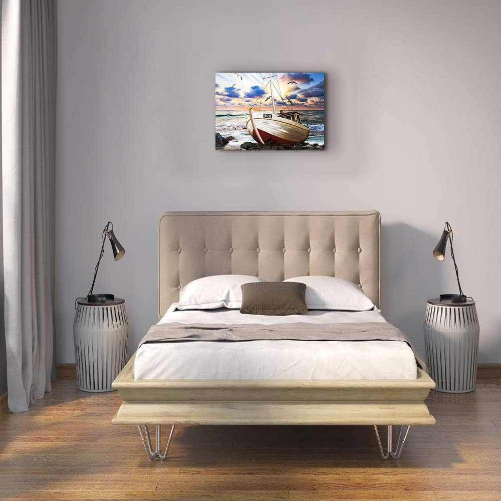 inspiration Canvas Wall Art for Living Room family Bedroom room Wall decor modern office Wall painting bathroom Decoration Blue sea ship scenery canvas pictures Artwork for home walls decorations