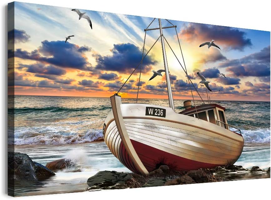 inspiration Canvas Wall Art for Living Room family Bedroom room Wall decor modern office Wall painting bathroom Decoration Blue sea ship scenery canvas pictures Artwork for home walls decorations