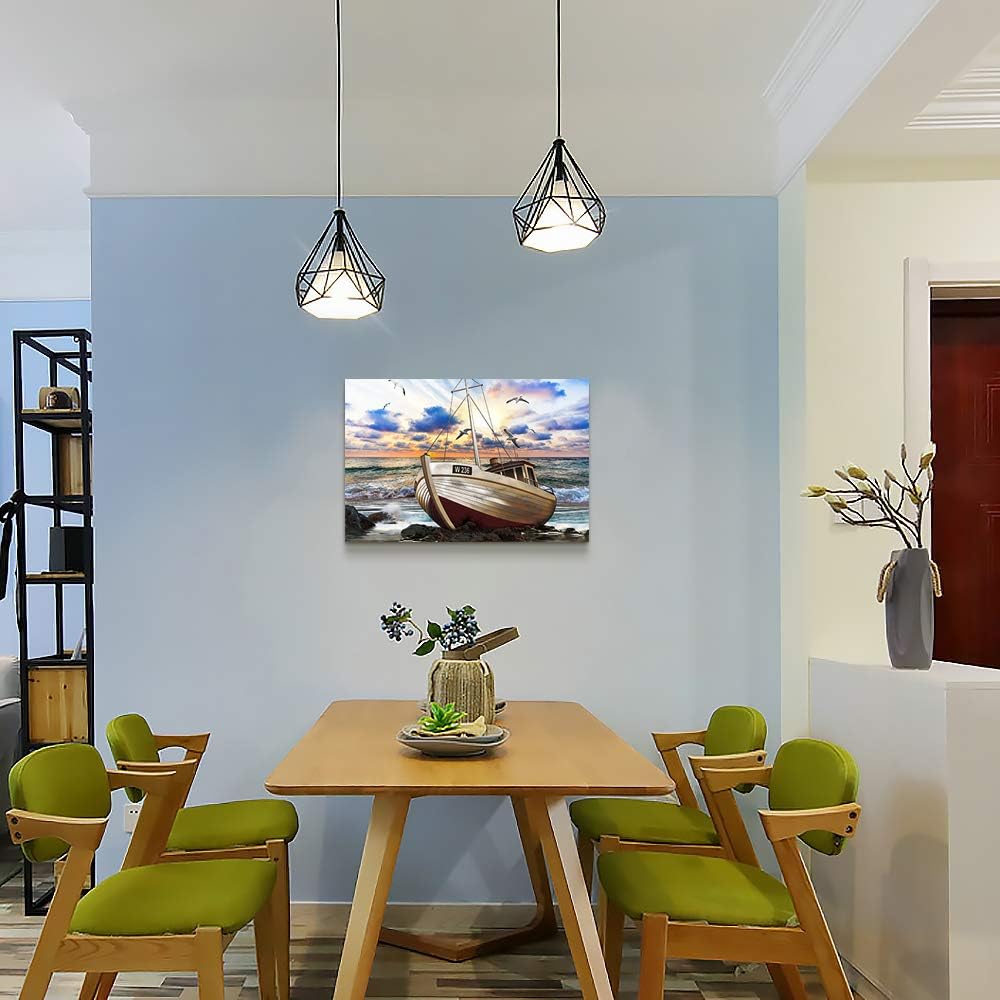inspiration Canvas Wall Art for Living Room family Bedroom room Wall decor modern office Wall painting bathroom Decoration Blue sea ship scenery canvas pictures Artwork for home walls decorations