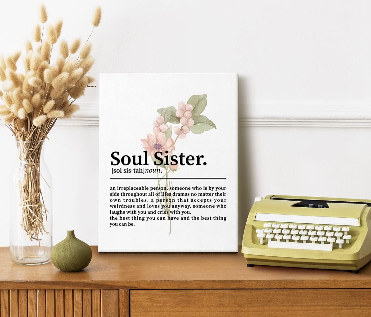 Soul Sister Canvas Wall Art Decor, Soul Sister Definition Motivational Quote Canvas Prints Poster Wall Art, Friendship Print, Bestie Birthday Gift, Inspirational Home Office Decor, Size 12x15 Inch