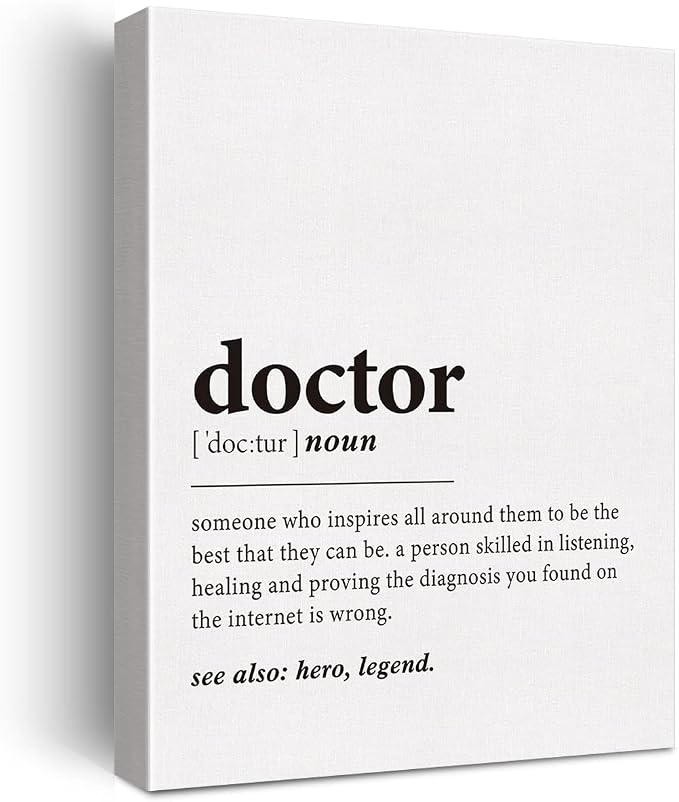 LEXSIVO Doctor Definition Print Canvas Wall Art Doctor Office Decor Modern Doctor Painting 12x15 Canvas Poster Framed Ready to Hang Artwork Medical School Student New Doctor Gift