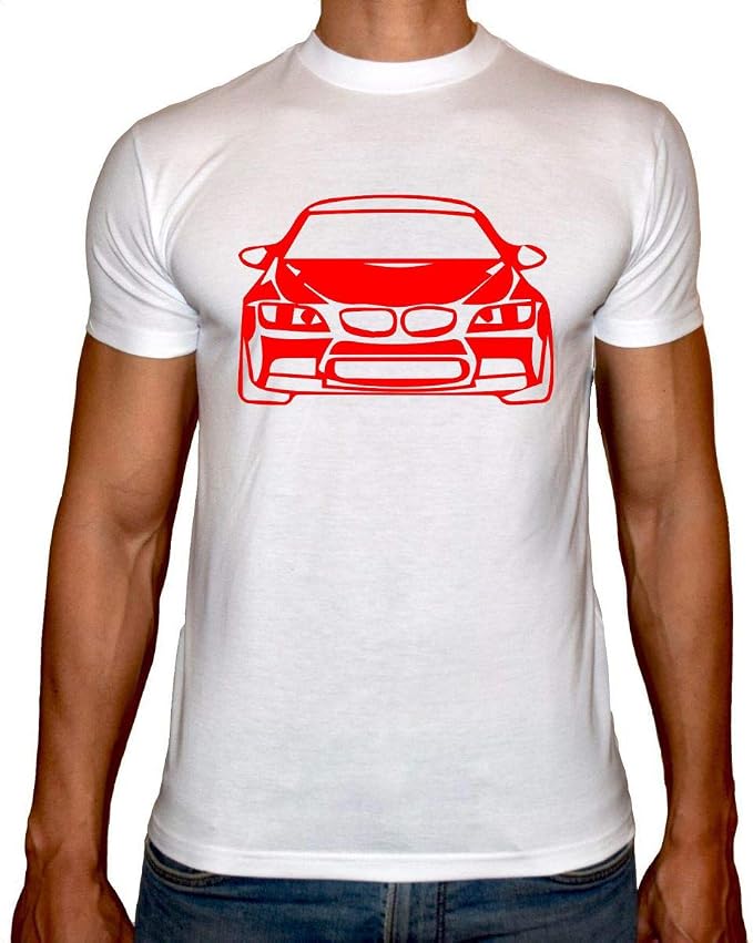 Fast Print Car T-Shirt For Men - White, M