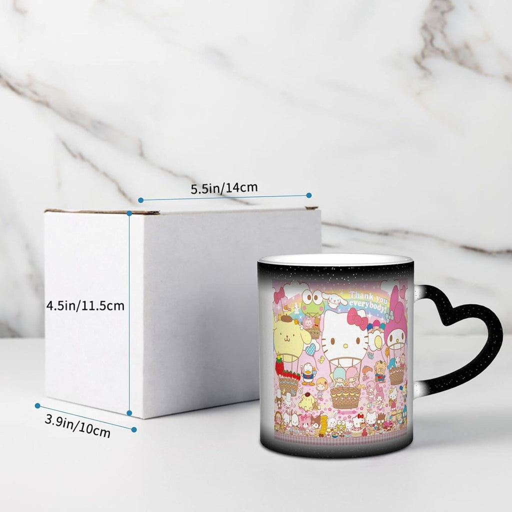 Tinwyde Anime Kitty Cat Mug Coffee Travel Mugs Novelty Heat Color Changing Mug Magic Galaxy Starry Ceramic Tea Cups Gift