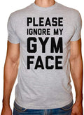 Fast Print Gym Face Round Neck T-Shirt for Men - Light Grey Black