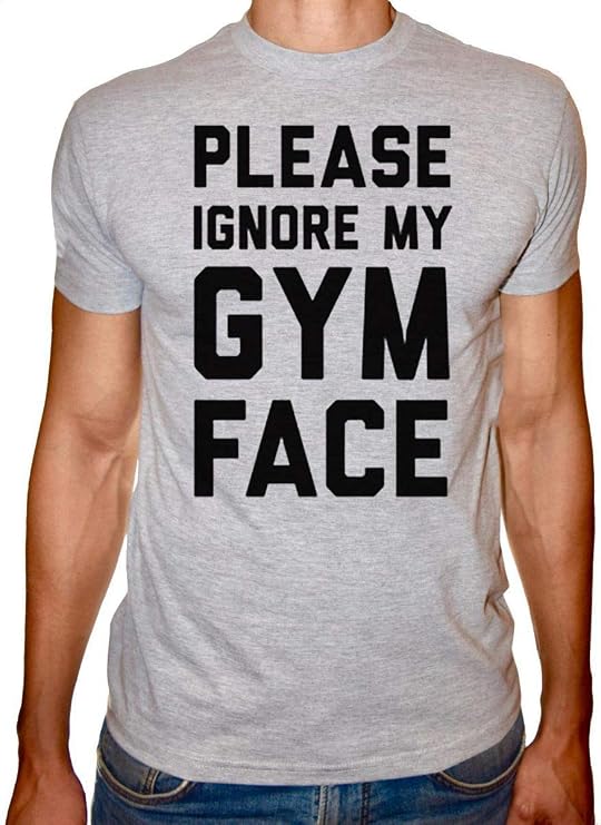 Fast Print Gym Face Round Neck T-Shirt for Men - Light Grey Black