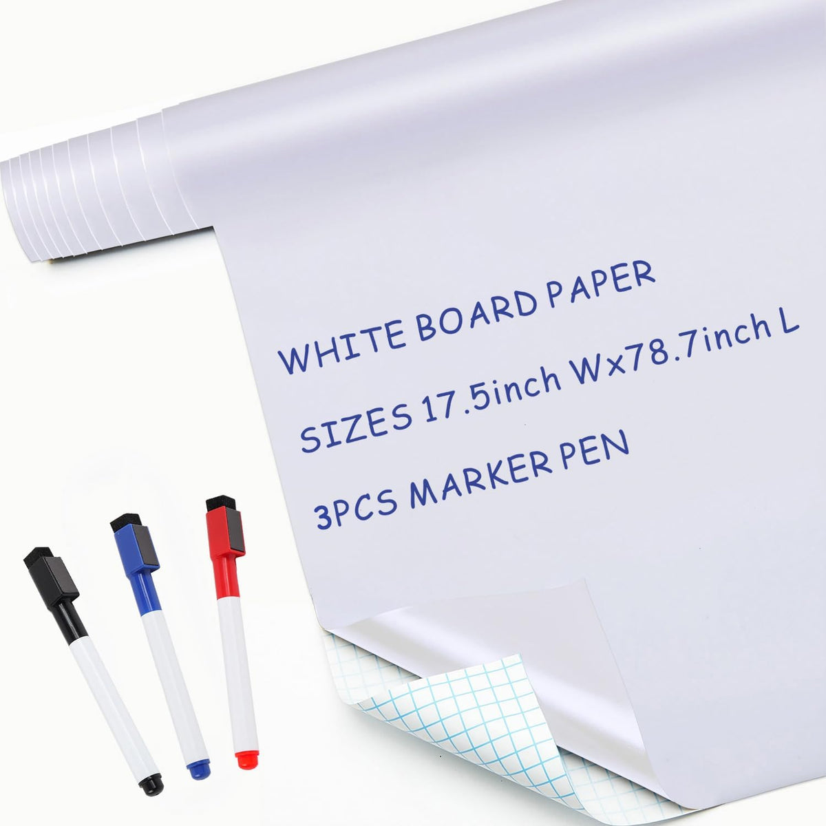 SweeHome White Board Paper,Self-Adhesive Dry Erase Board Sheet Sticker Removable Wall Decals for Kids, Office, School & Home with 1PCS Marker Pen