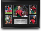 HWC Trading Cristiano Ronaldo Portugal Printed Memorabilia Signed Autograph Photograph Display for Football Fans and Supporters - A3 Framed