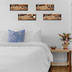 4 Pieces Home Wall Signs, THIS IS US/TOGETHER/BLESS THIS HOME/FAMILY Wall Decor For Living Room Bedroom, Rustic Wooden Farmhouse Wall Art, 4.7 x 13.8 Inch