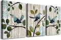 Flowers and birds 3 Pieces abstract Canvas Wall Art for living room Wall Decor for bedroom kitchen decorations Wood grain posters Canvas Prints artwork Modern framed bathroom Home decoration