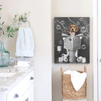 Kateflower Beagle Dog Sitting in Toilet Bathroom Decor Wall Art Funny Beagle Pictures Black and White Bathroom Wall Decor Farmhouse Dogs Painting for Toilet Bathroom Animals Artwork Framed 12"x16"