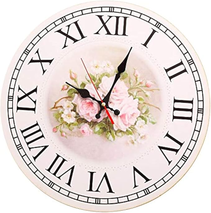Round Printed Wooden Wall Clock With Metal Analog - Multi Color