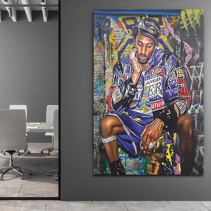Aimery EXPOTE Kobe Bryant Poster Canvas Wall Art Print Mamba Mentality Inspirational, Basketball Player Sports Home Motivational Artwork For Home,Office,Gym Wall Decor 16X24Inch - No Framed