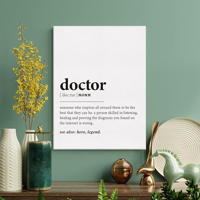 LEXSIVO Doctor Definition Print Canvas Wall Art Doctor Office Decor Modern Doctor Painting 12x15 Canvas Poster Framed Ready to Hang Artwork Medical School Student New Doctor Gift
