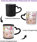 Tinwyde Anime Kitty Cat Mug Coffee Travel Mugs Novelty Heat Color Changing Mug Magic Galaxy Starry Ceramic Tea Cups Gift