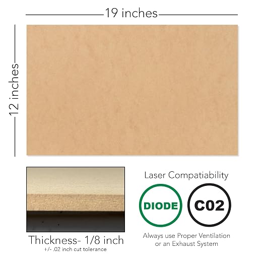 Craft Closet 10 Boards of 12”x 19”, 3mm 1/8th inch MDF (Medium Density Fibreboard), Glowforge Ready, Unfinished | for Laser Engraving, CNC, Wood Burning, Router, Scroll Saw.