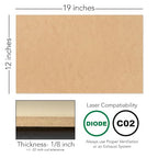 Craft Closet 10 Boards of 12”x 19”, 3mm 1/8th inch MDF (Medium Density Fibreboard), Glowforge Ready, Unfinished | for Laser Engraving, CNC, Wood Burning, Router, Scroll Saw.