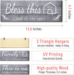 4 Pieces Home Wall Signs, THIS IS US/TOGETHER/BLESS THIS HOME/FAMILY Wall Decor For Living Room Bedroom, Rustic Wooden Farmhouse Wall Art, 4.7 x 13.8 Inch
