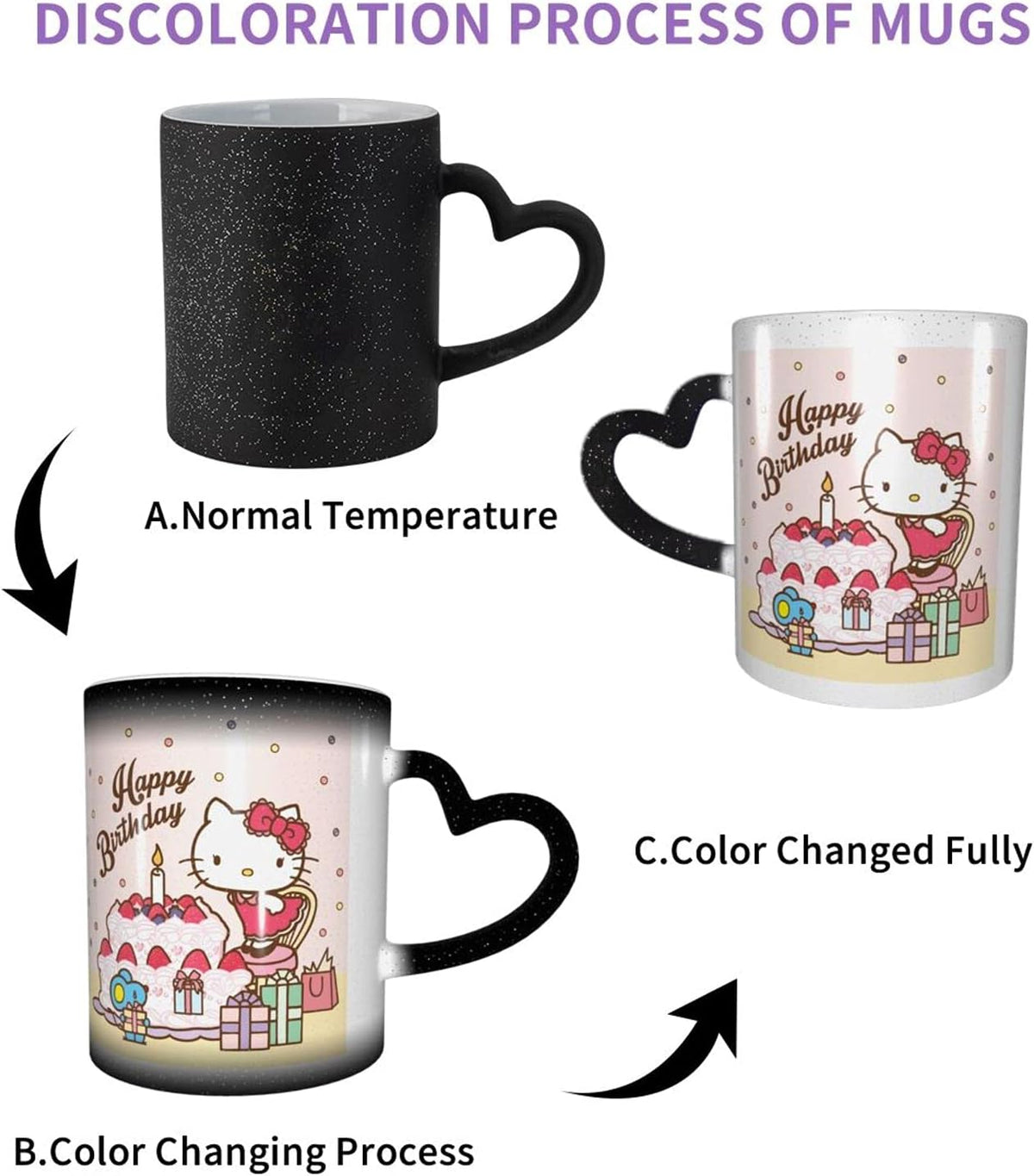 Tinwyde Anime Kitty Cat Mug Coffee Travel Mugs Novelty Heat Color Changing Mug Magic Galaxy Starry Ceramic Tea Cups Gift