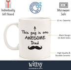 Best Dad Gifts - Funny Coffee Mug - One Awesome Dad - Father's Day Gifts for Dad, Men - Unique Gift Ideas for Him from Daughter, Son, Wife - Cool Birthday Present for Husband - Fun Novelty Cup (White)