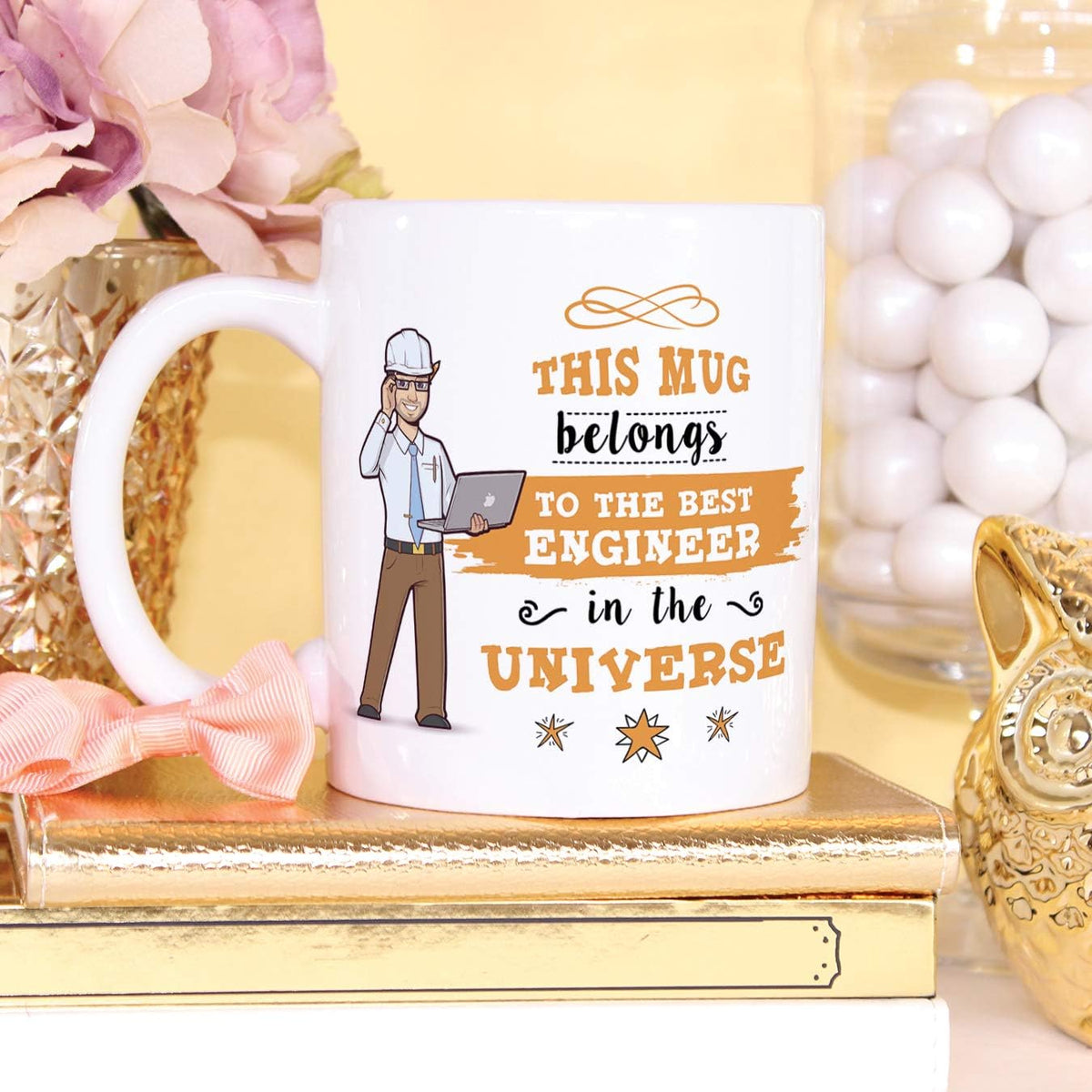 MUGFFINS Engineer Original Mug Cup This Mug Belongs to The Best Engineer in The Universe - 11 oz Ceramic