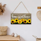 Jetec 2 Pieces Sunflowers Front Porch Door Plaque Sunflower Welcome Wooden Sign Sweet Home Hanging Wood Decoration for Living Room Decor, 11 x 15.24 cm