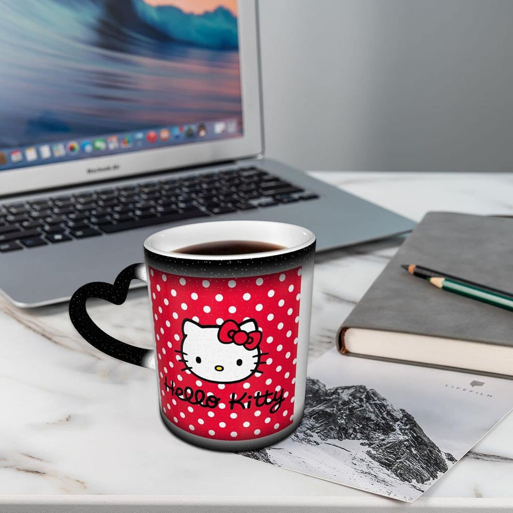 Tinwyde Anime Kitty Cat Mug Coffee Travel Mugs Novelty Heat Color Changing Mug Magic Galaxy Starry Ceramic Tea Cups Gift