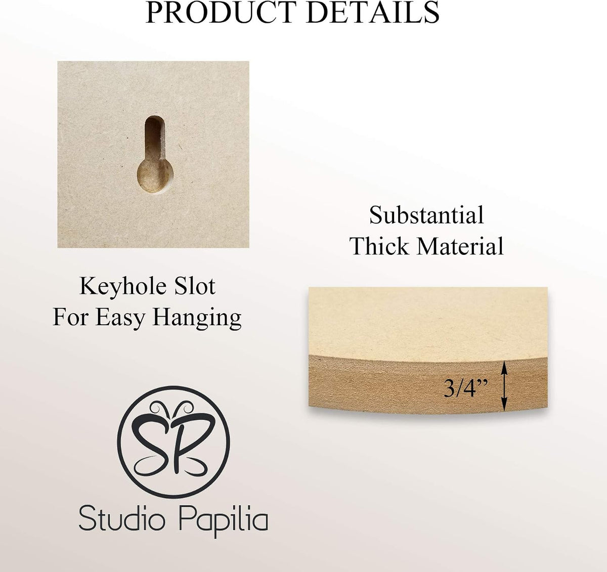 Studio Papilia 3/4" Thick MDF Board Square, 12 inch 2-Pack | Smooth Unfinished Wooden Shape | Art Panel | Wood Board Crafts | DIY Plaque Plank Cutout | Blank Sign Tray | Artist Painting | Fiberboard