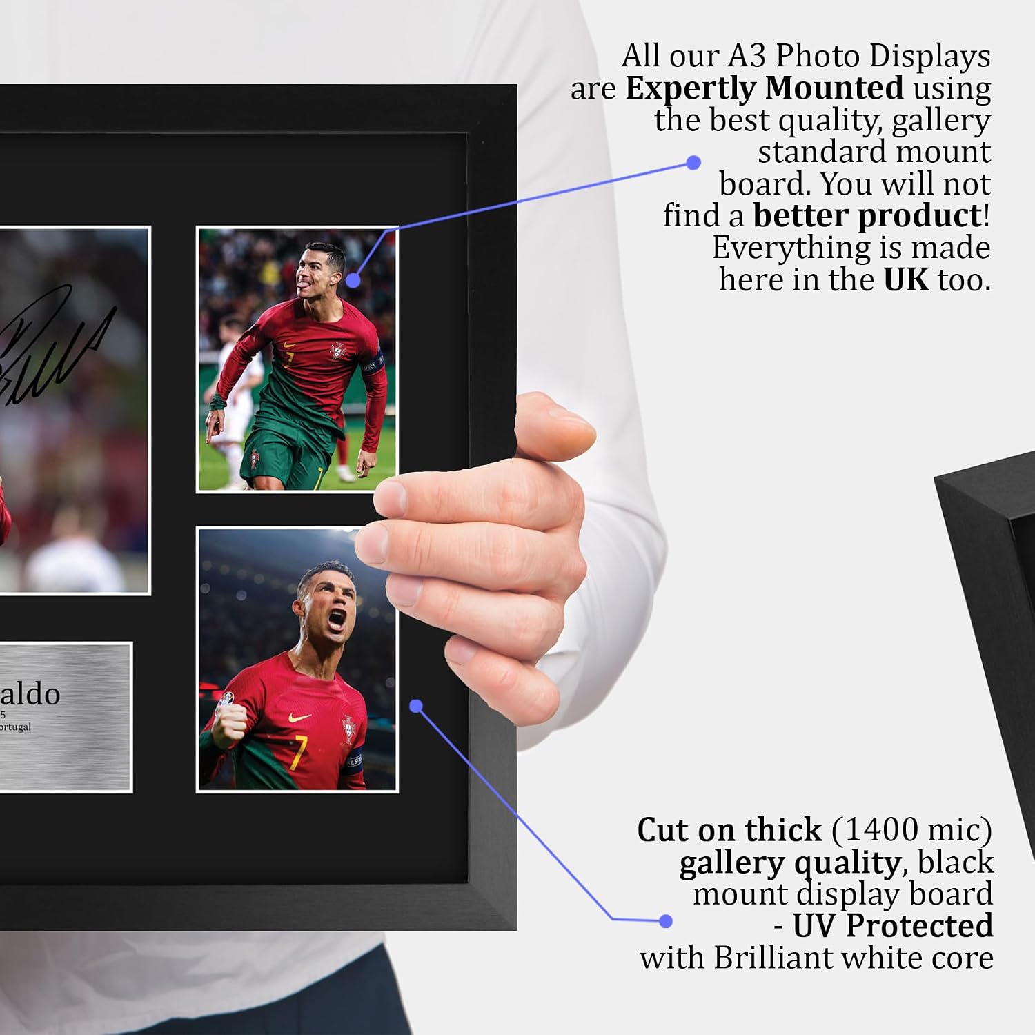 HWC Trading Cristiano Ronaldo Portugal Printed Memorabilia Signed Autograph Photograph Display for Football Fans and Supporters - A3 Framed