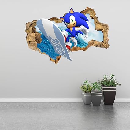 Cpszship Sonic Wall Decals Children's Cartoon Wall Stickers for Palyroom Nursery Kids Room Living Room Bedroom Self-Adhesive Vinyl Wall Decoration Gift Supplies (15.7 X 23.6 in?