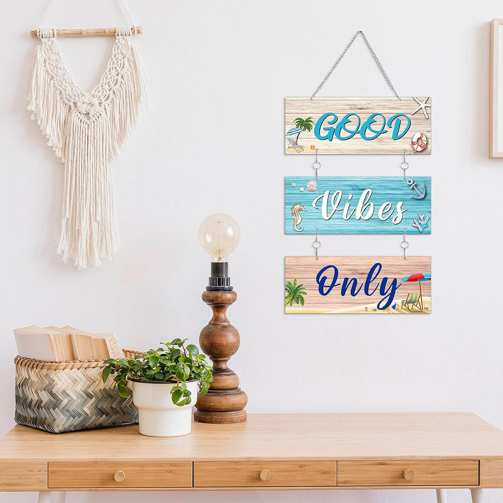 Generic Metal Summer Beach Decor Beach Plaque Wall Signs - 10 x 3.9 Inches - Blue Modern Animal Love Theme - Wall Mount
